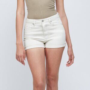 NWT Hidden Jeans High Rise Rolled End Classic Boyfriend Shorts In Sea Salt